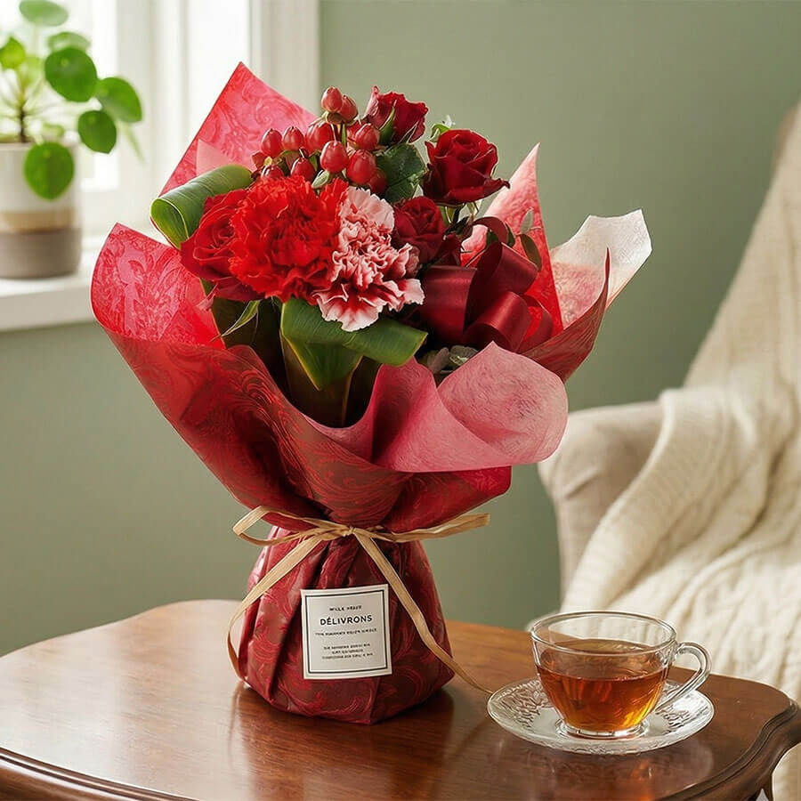 すぐ飾れる！スタンディングブーケ / レッド