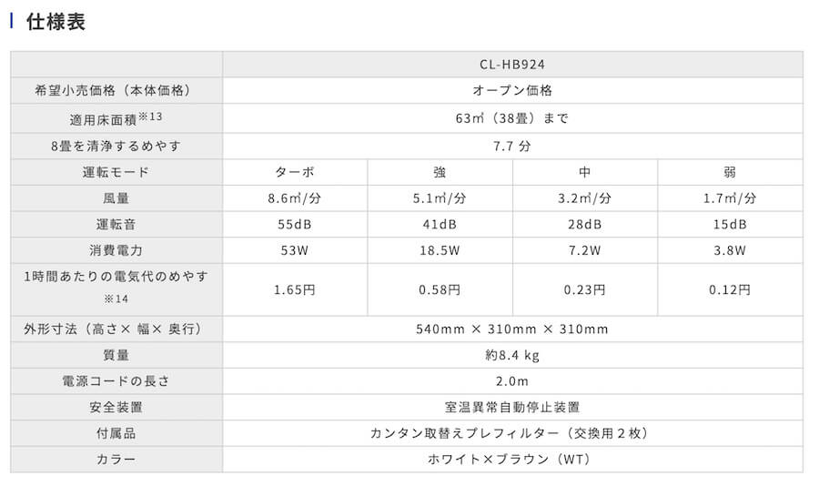 【ダイニチ DAINICHI】ハイブリッド式空気清浄機 日本製 CL-HB924-WT