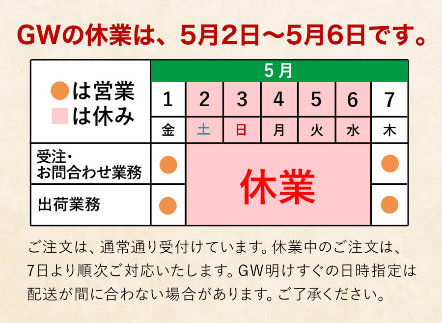 GWの休暇案内