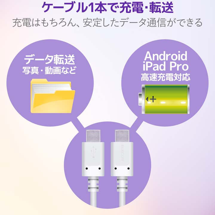 エレコム USB Type-Cケーブル MPA-CC15PNWH