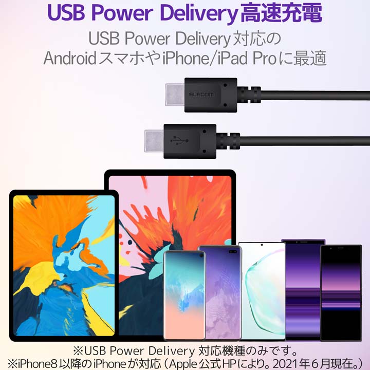 エレコム USB Type-Cケーブル MPA-CC20PNBK