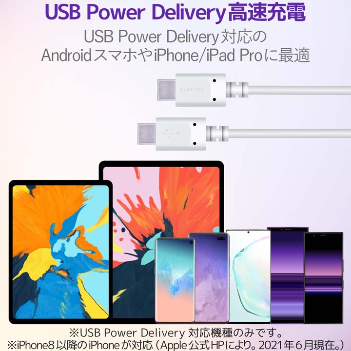エレコム USB Type-Cケーブル MPA-CC20PNWH
