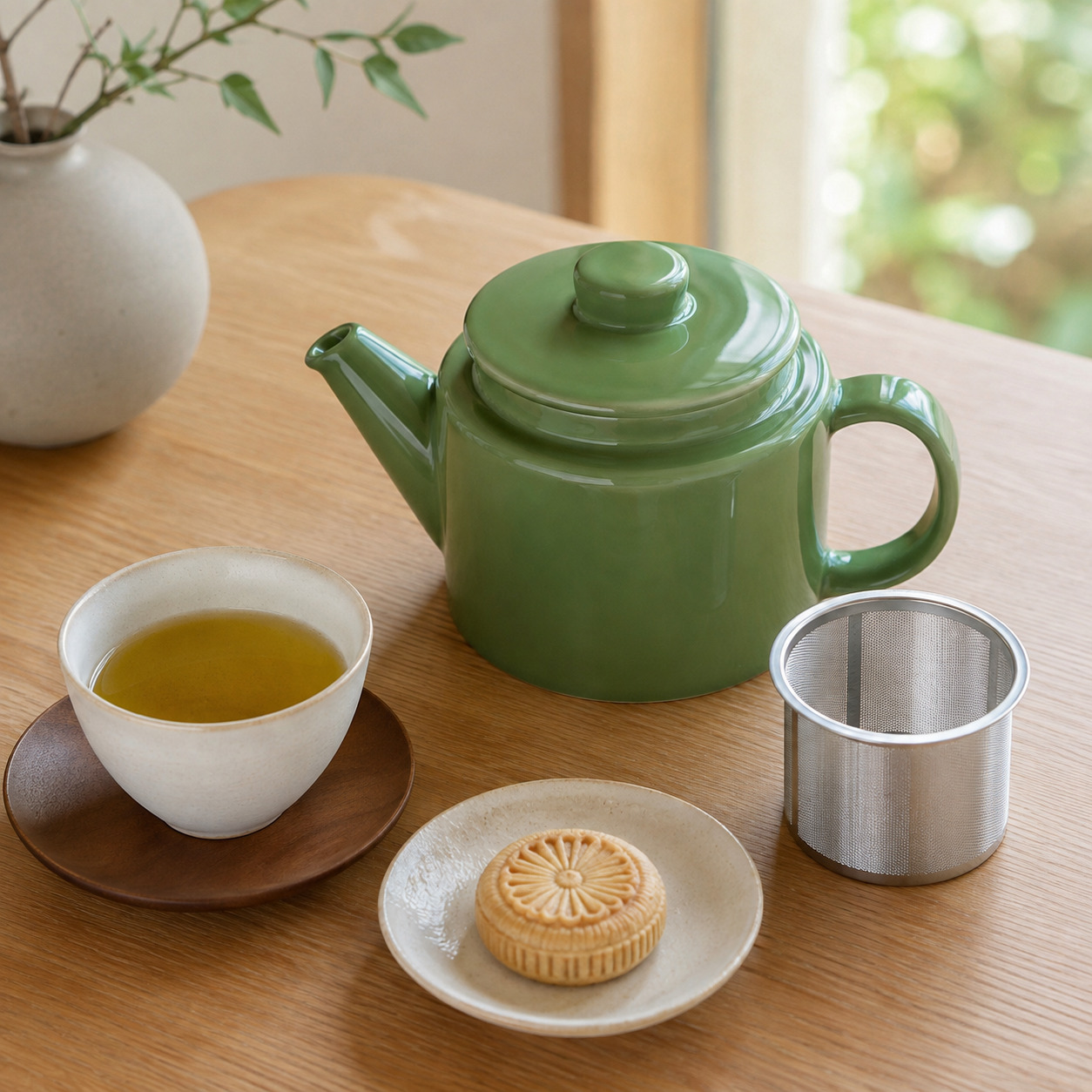 波佐見焼 Common(コモン) ポット 500ml グリーン 西海陶器 【SS茶こし付】 急須 ティーポット 緑