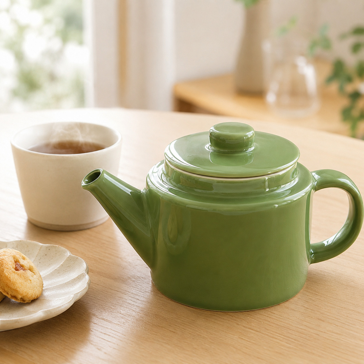波佐見焼 Common(コモン) ポット 500ml グリーン 西海陶器 【SS茶こし付】 急須 ティーポット 緑
