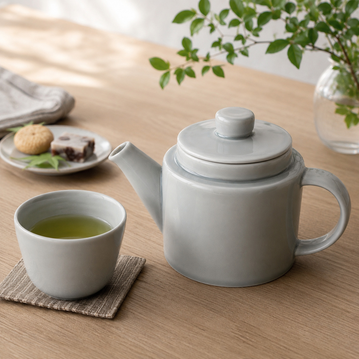 波佐見焼 Common(コモン) ポット 500ml グレー 西海陶器 【SS茶こし付】 急須 ティーポット 灰色