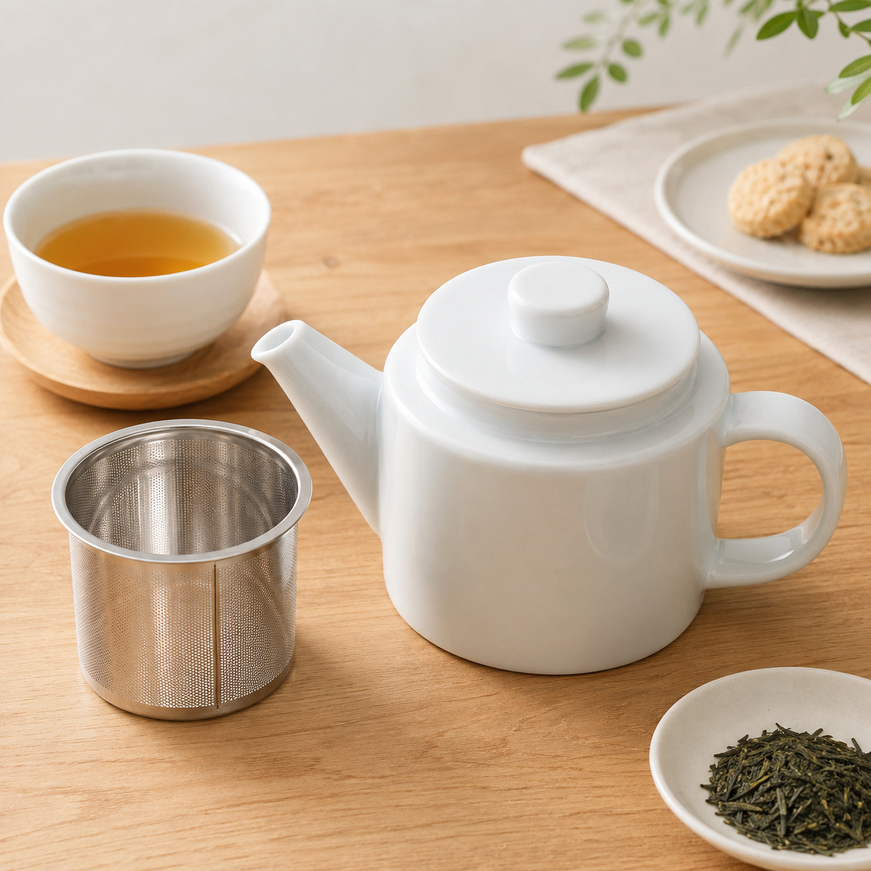 波佐見焼 Common(コモン) ポット 500ml ホワイト 西海陶器 【SS茶こし付】 急須 ティーポット 白