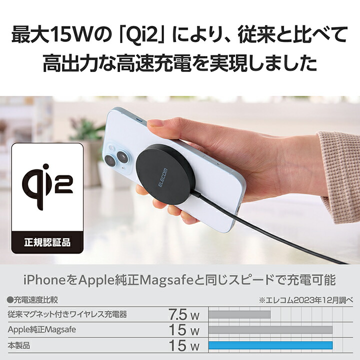 エレコム ワイヤレス充電器 W-MA04BK